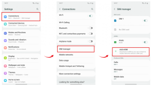 Samsung-instellingenmenu voor het toevoegen van een eSIM
