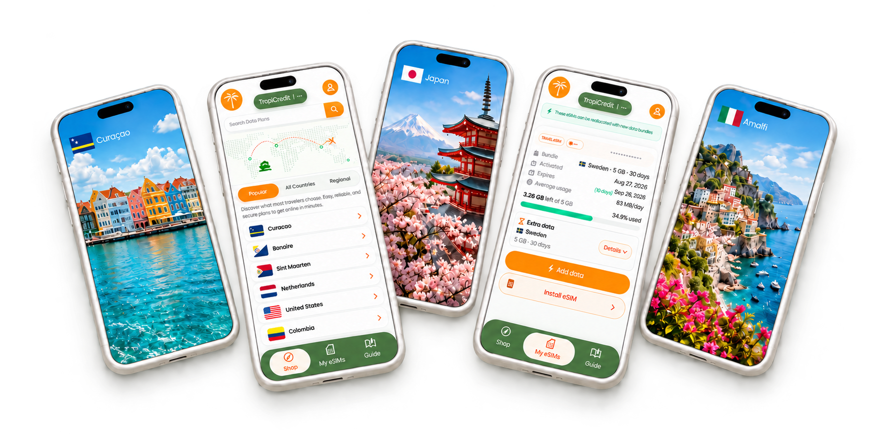 De TropiTrade-app: reisbestemmingen en je eSIMs op je telefoon